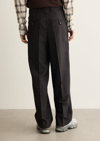 High-Waisted Carrot-Fit Striped Wool Trousers