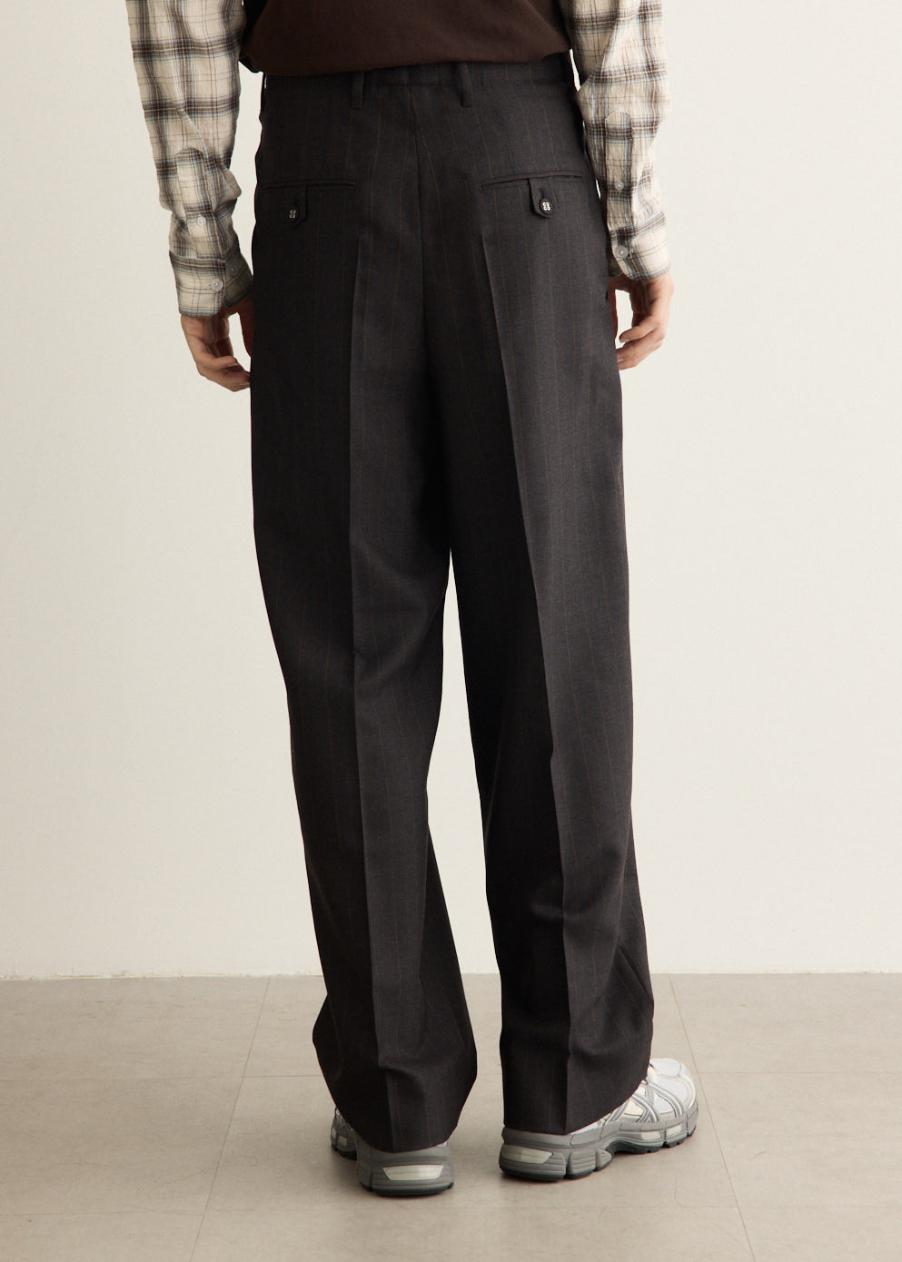 High-Waisted Carrot-Fit Striped Wool Trousers