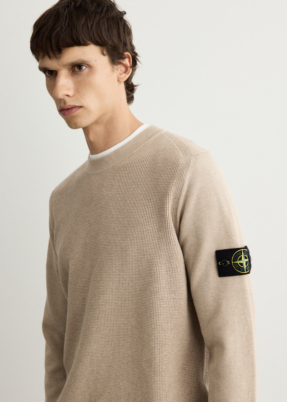 Micro Stitch Soft Organic Cotton Knit Crew Sweater
