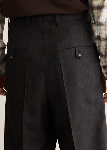 High-Waisted Carrot-Fit Striped Wool Trousers