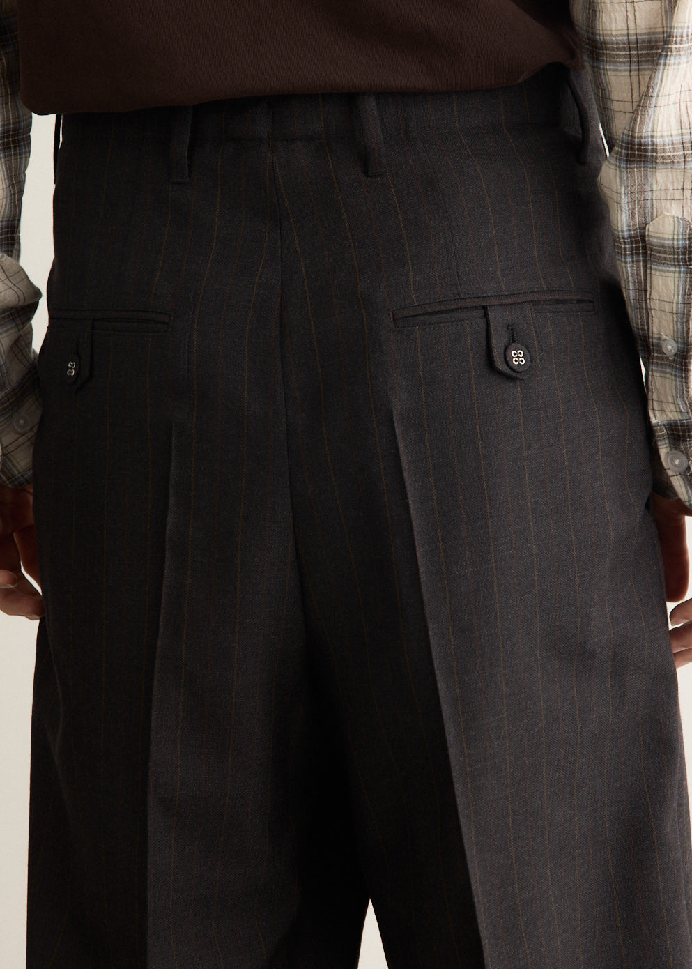 High-Waisted Carrot-Fit Striped Wool Trousers