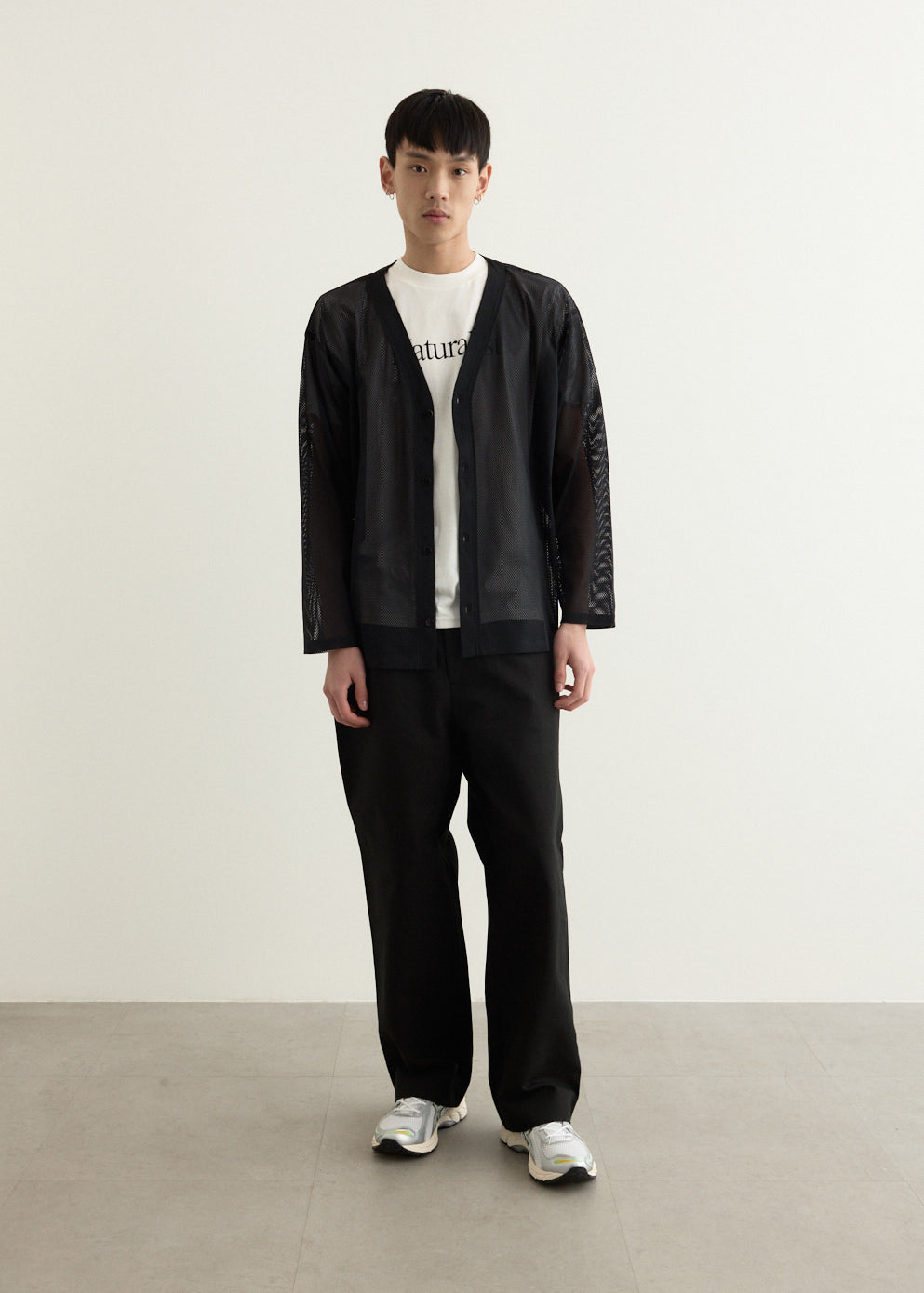 S.S. V Neck Knit Mesh Cardigan