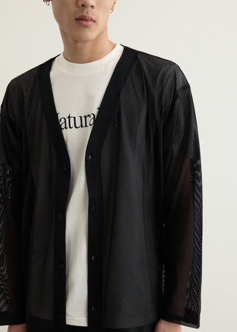 S.S. V Neck Knit Mesh Cardigan