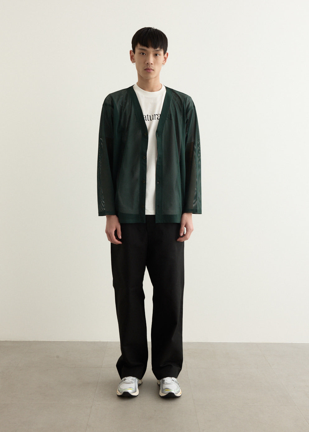 S.S. V Neck Knit Mesh Cardigan
