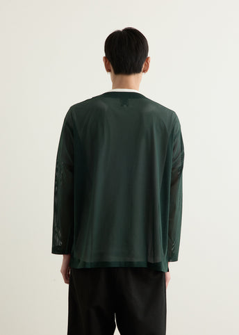 S.S. V Neck Knit Mesh Cardigan
