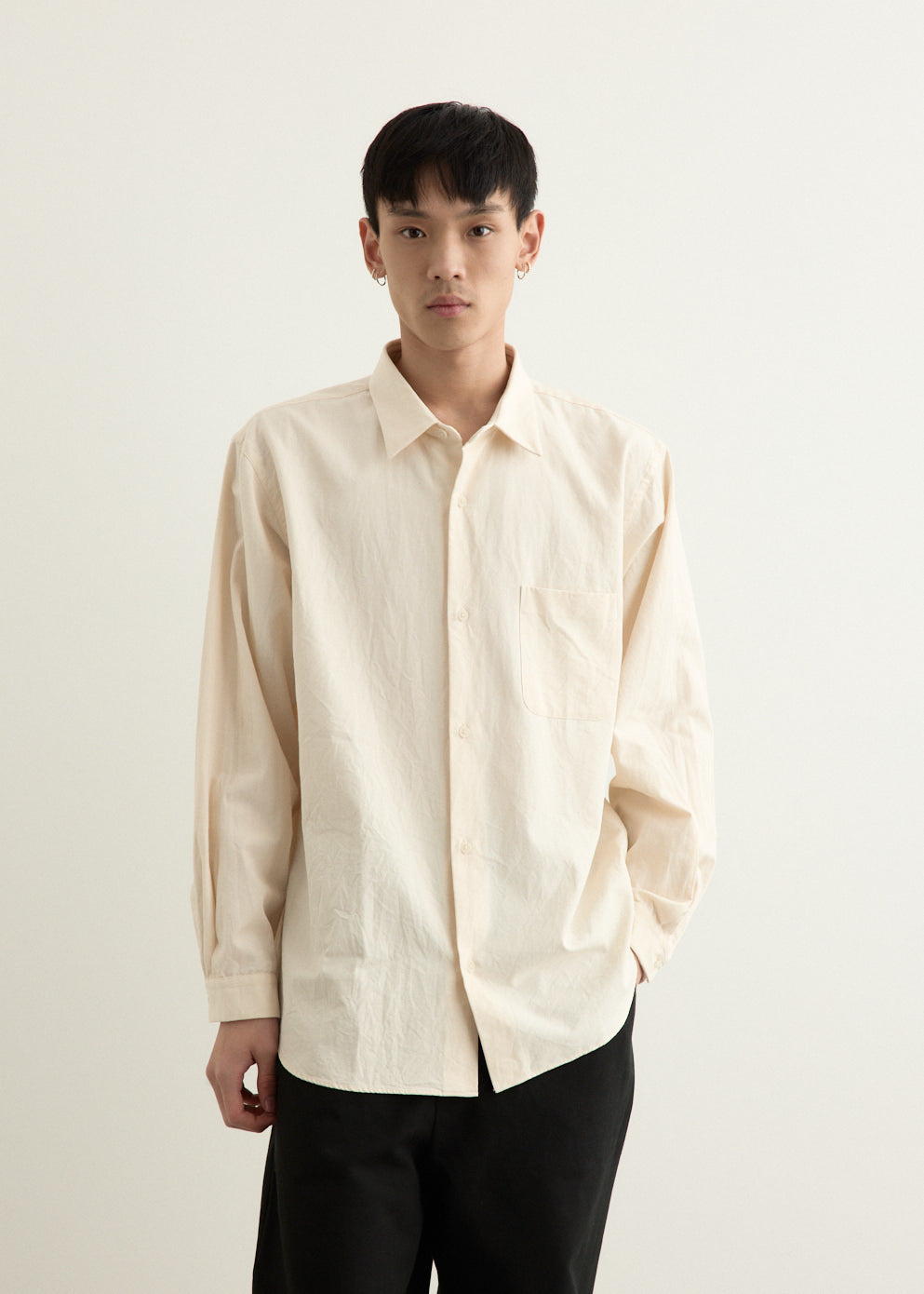 Button Wide Smooth Oxford Shirt