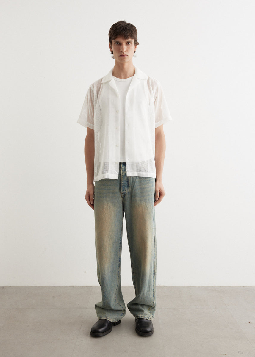 【オフホワイト（15）】CANTY DOSSY SHORT SLEEVE SHIRT Canty Mesh Short Sleeve Shirt