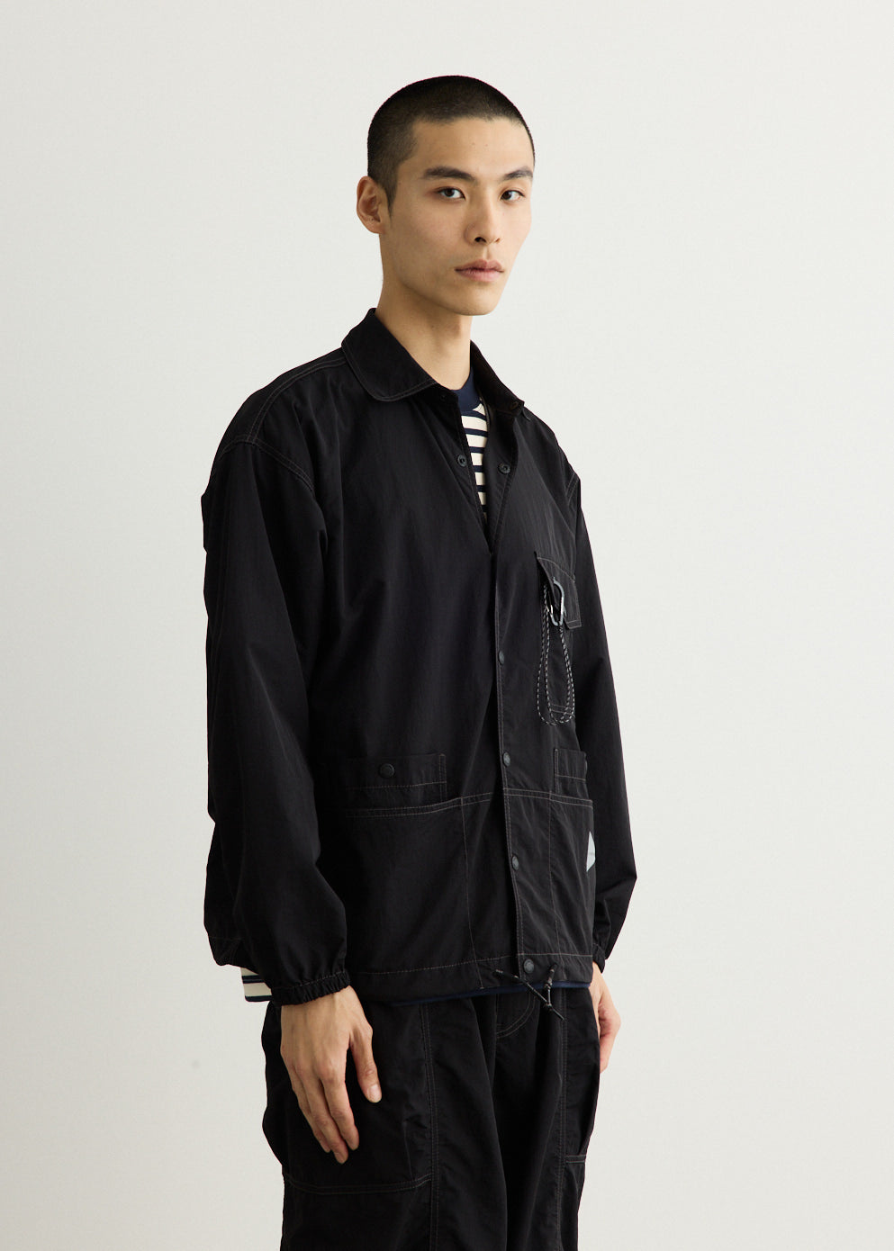 Crinkled Nylon Shirt Jacket