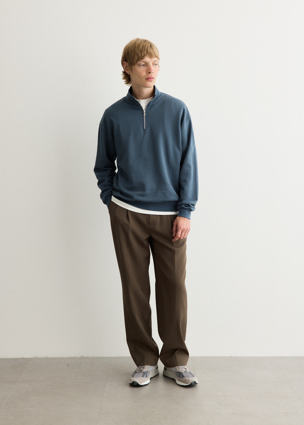 Elastic High Gauge Sweat Half Zip Pull Over