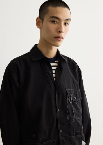 Crinkled Nylon Shirt Jacket