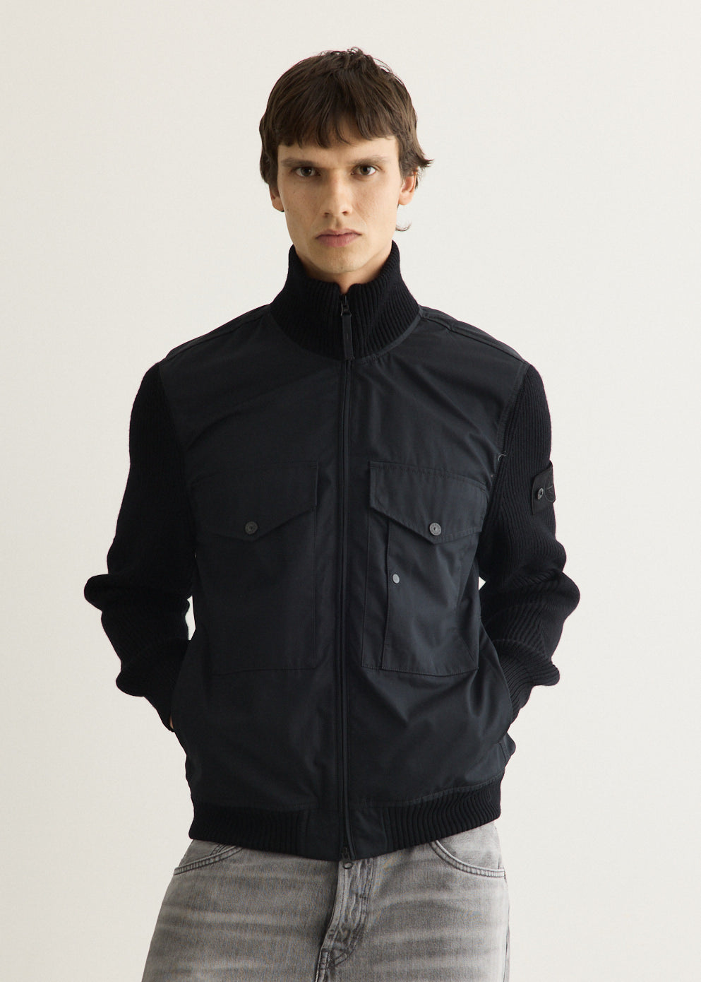 Ghost Cotton Canvas Knit Bomber Jacket