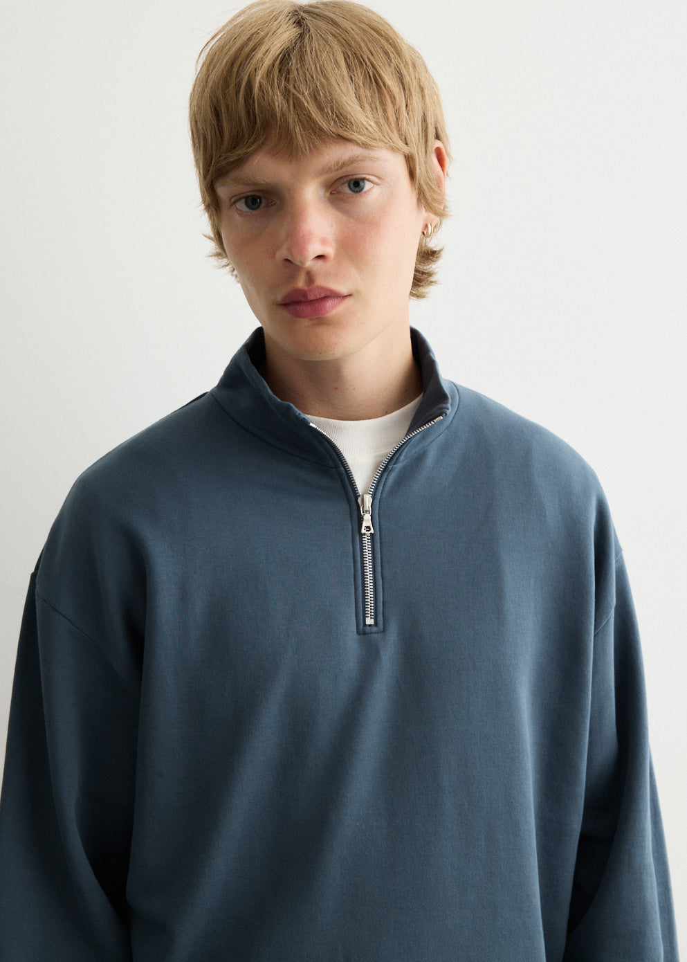 Elastic High Gauge Sweat Half Zip Pull Over