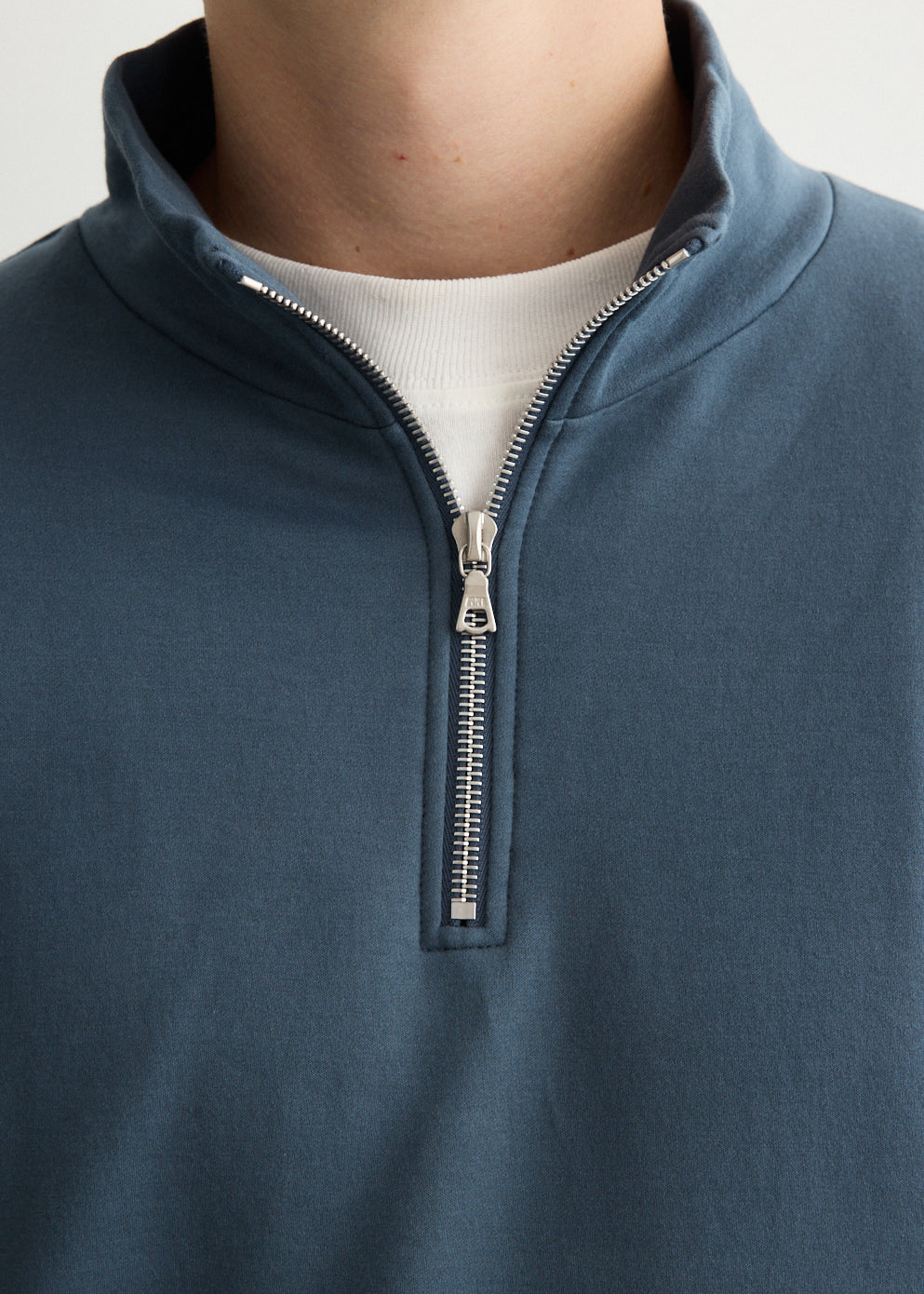 Elastic High Gauge Sweat Half Zip Pull Over