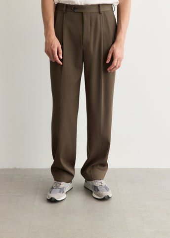 Light Wool Max Gabardine Two-Tuck Slacks