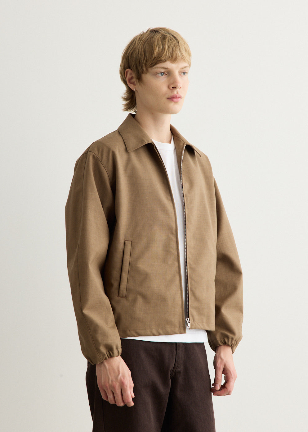 Bonded Tropical Wool Zip Blouson