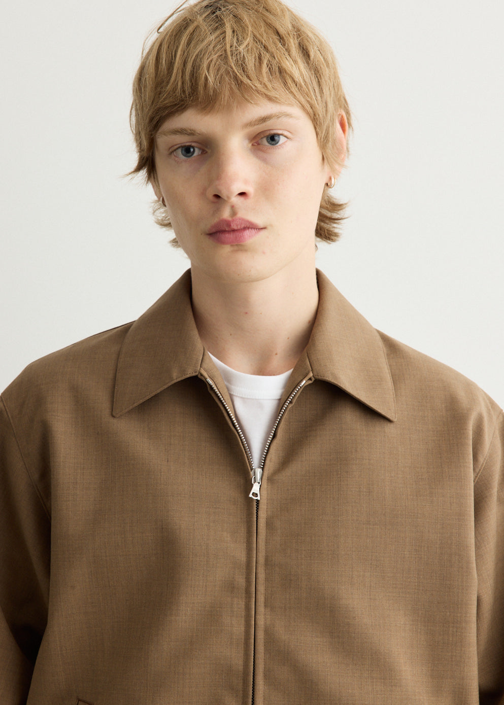 Bonded Tropical Wool Zip Blouson