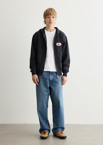 Oval Patch Zip Hooded Sweatshirt
