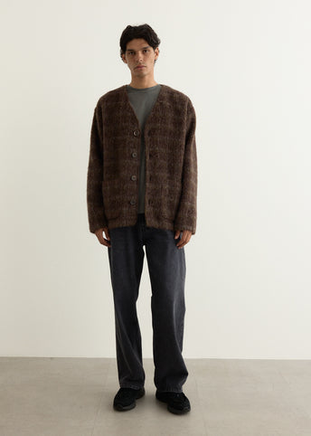 Hairy Check Wool Cardigan