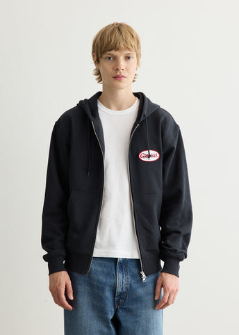 Oval Patch Zip Hooded Sweatshirt