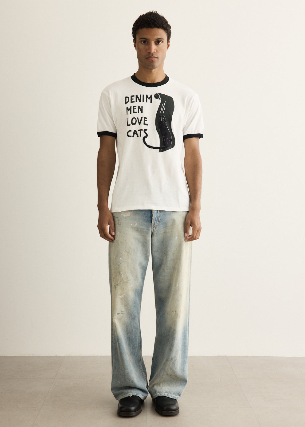 20/-Jersey Ringer T-Shirt (DENIM MEN LOVE CATS)