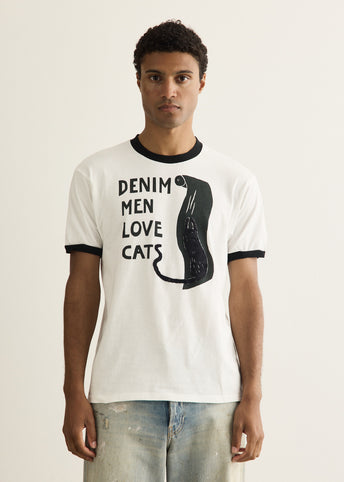20/-Jersey Ringer T-Shirt (DENIM MEN LOVE CATS)