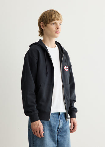 Oval Patch Zip Hooded Sweatshirt