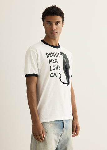 20/-Jersey Ringer T-Shirt (DENIM MEN LOVE CATS)