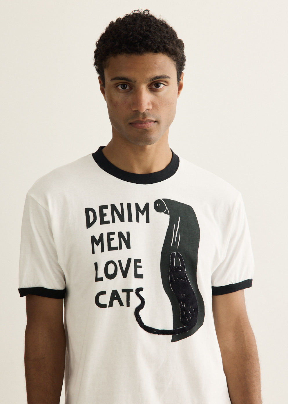20/-Jersey Ringer T-Shirt (DENIM MEN LOVE CATS)
