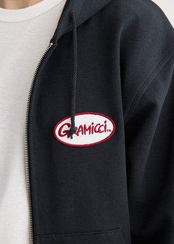 Oval Patch Zip Hooded Sweatshirt