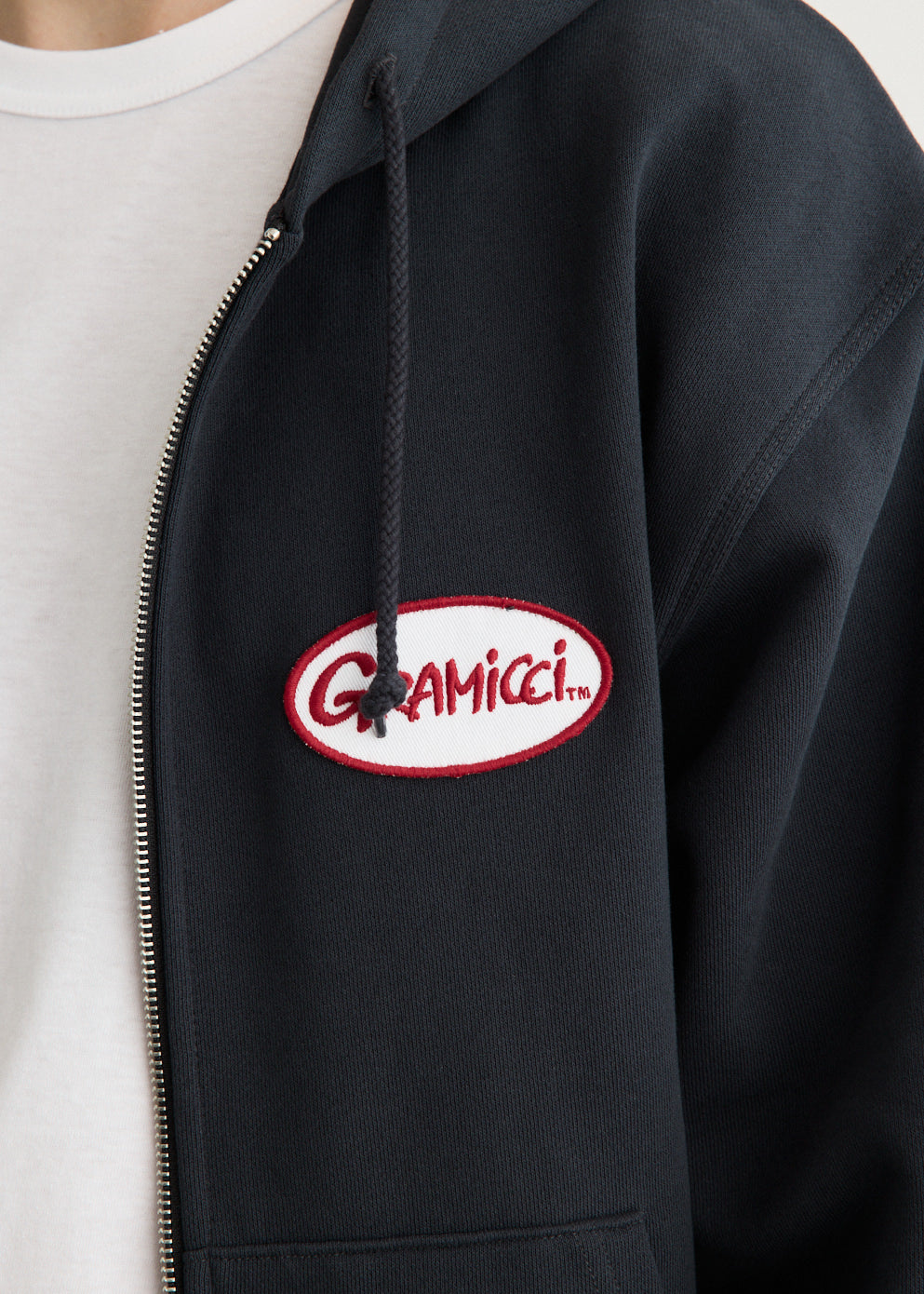 Oval Patch Zip Hooded Sweatshirt