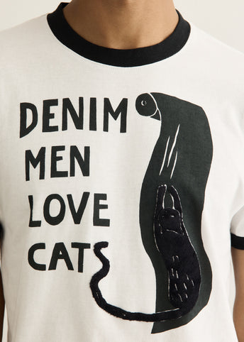20/-Jersey Ringer T-Shirt (DENIM MEN LOVE CATS)