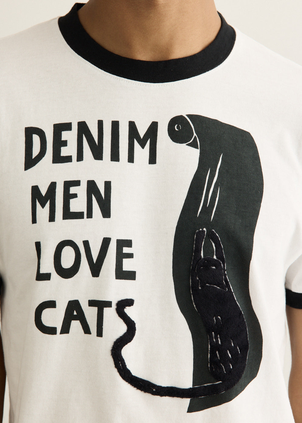 20/-Jersey Ringer T-Shirt (DENIM MEN LOVE CATS)