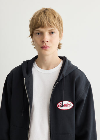 Oval Patch Zip Hooded Sweatshirt
