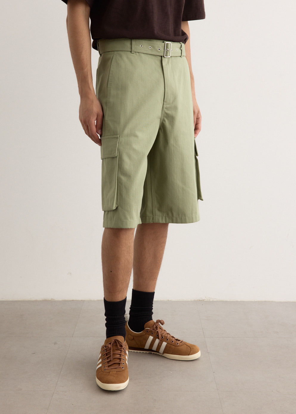 Belted Cargo Bermuda Shorts