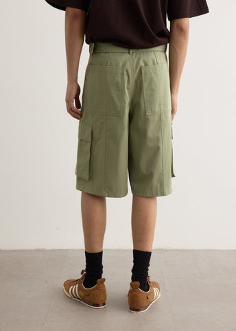 Belted Cargo Bermuda Shorts