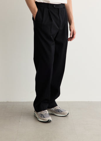 Light Wool Max Gabardine Two-Tuck Slacks
