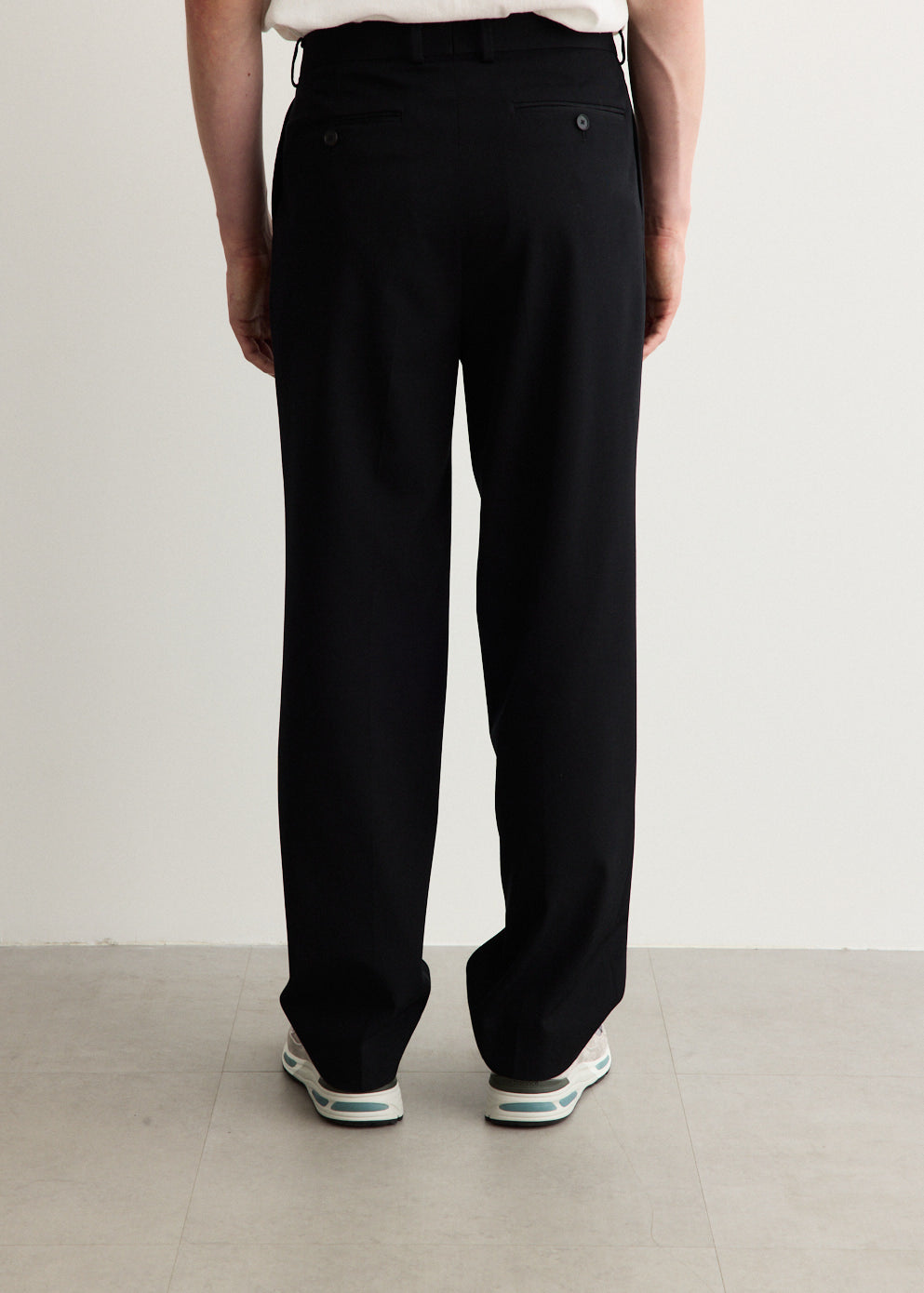 Light Wool Max Gabardine Two-Tuck Slacks