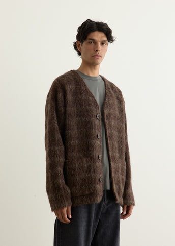Hairy Check Wool Cardigan
