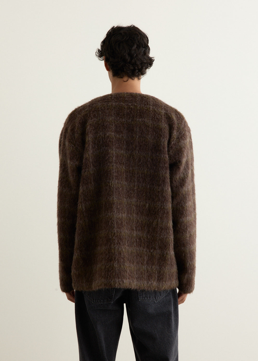 Hairy Check Wool Cardigan