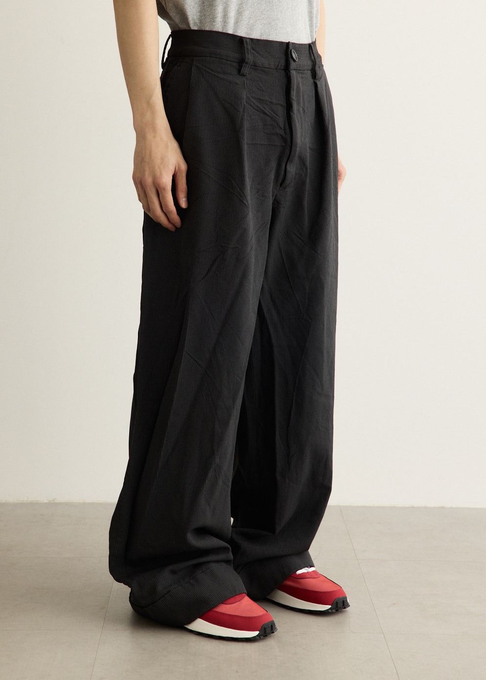 Polyester Herringbone Pleat Pant
