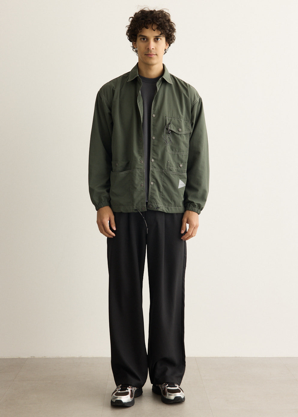 Crinkled Nylon Shirt Jacket