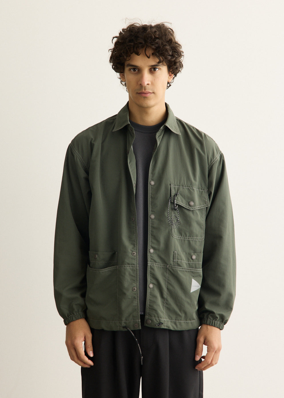 Crinkled Nylon Shirt Jacket
