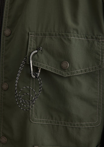 Crinkled Nylon Shirt Jacket