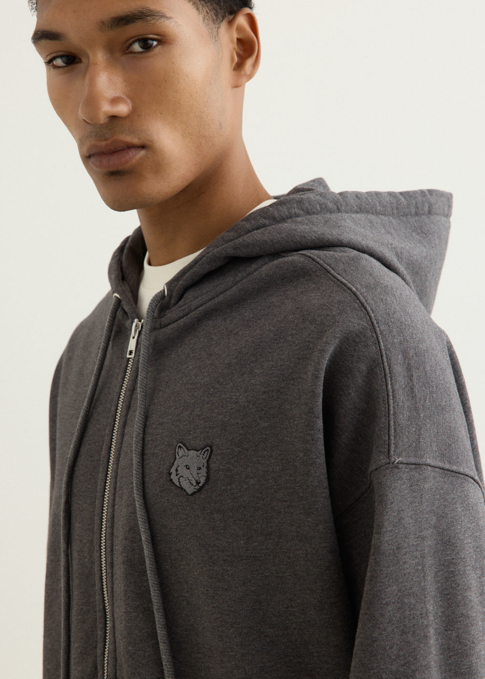 Bold Fox Head Patch Full Zip Oversized Hoodie