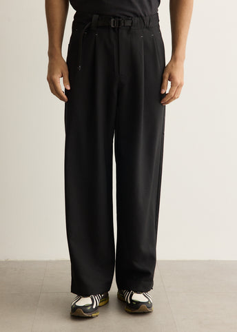 Polyester Melange Twill Wide Pants