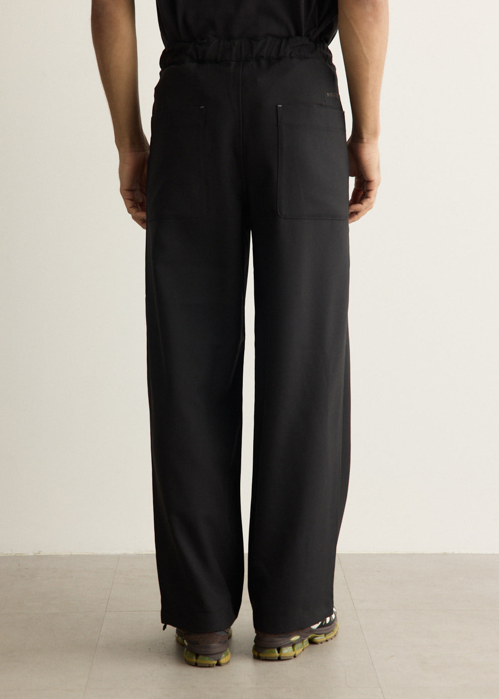 Polyester Melange Twill Wide Pants