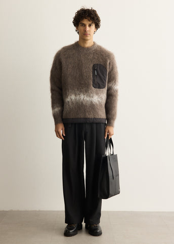 Jacquard Shaggy Knit Crew Neck