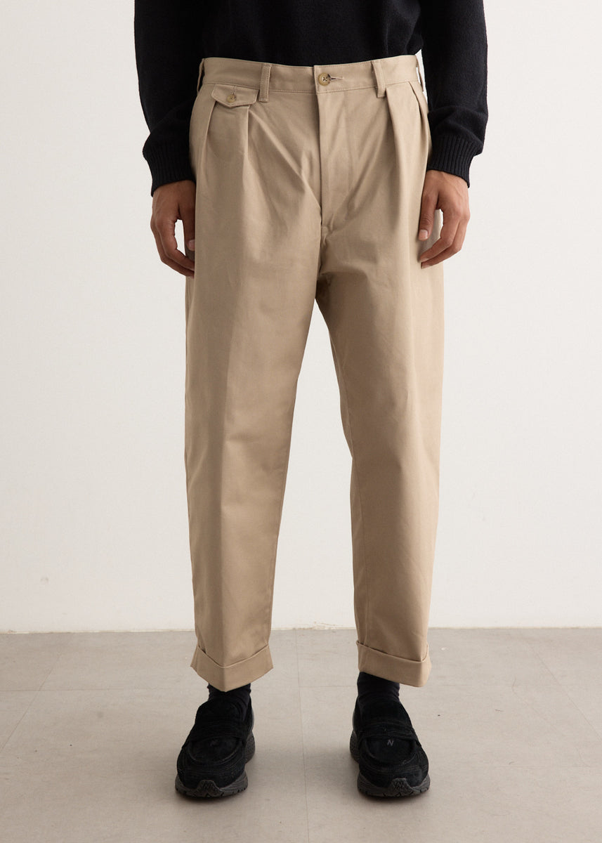 未使用BEAMS PLUS 2 Pleats Trousers Twill Beams Plus 2 Pleats Trousers Twill Khaki | Maplestore