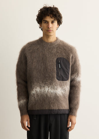 Jacquard Shaggy Knit Crew Neck