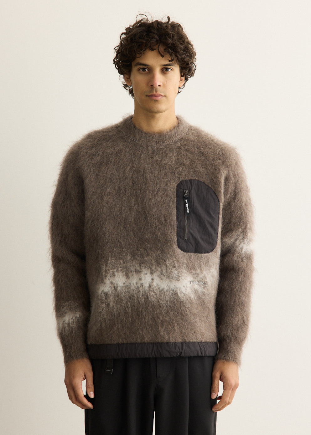 Jacquard Shaggy Knit Crew Neck